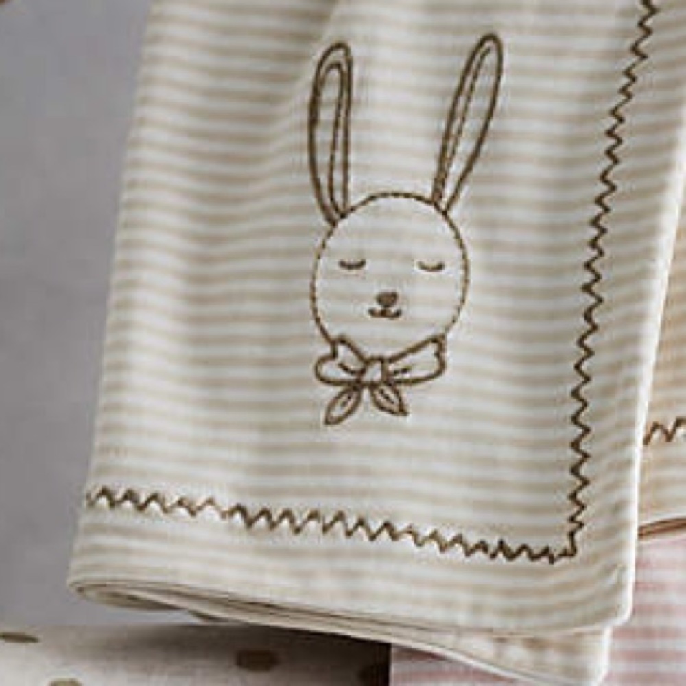 Crate & Barrel Adorable Baby Blanket 
Organic Cotton rabbit Jersey Baby blanket